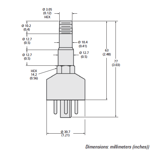 531 Thermocouple Gauge Tube Outline Drawing