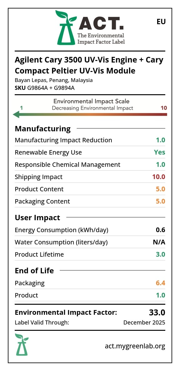 Cary 3500 Compact UV-Vis Spectrophotometer label