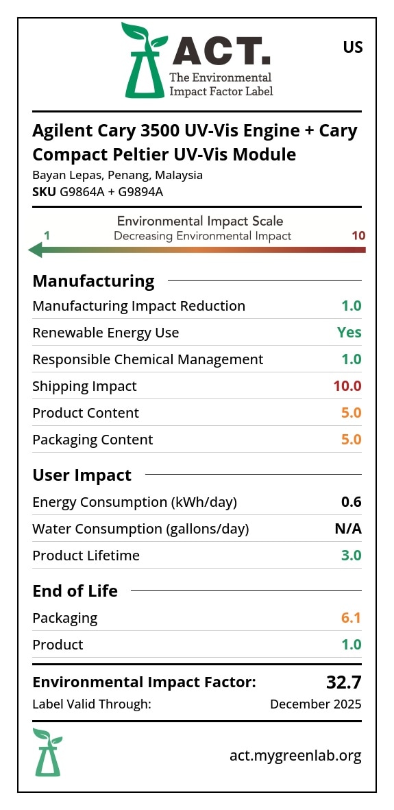 Cary 3500 Compact UV-Vis Spectrophotometer label