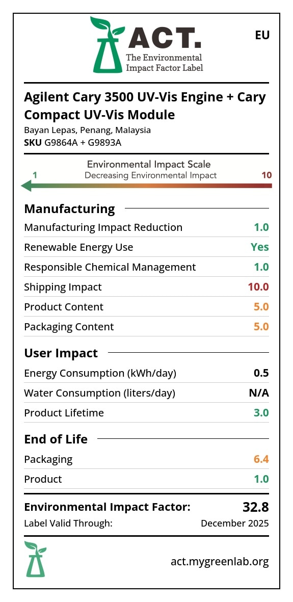 Cary 3500 Compact UV-Vis Spectrophotometer label