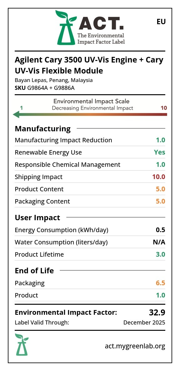Cary 3500 Compact UV-Vis Spectrophotometer label