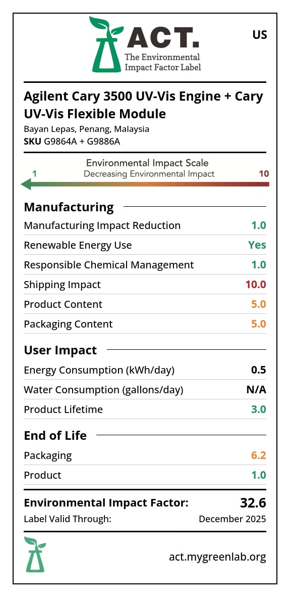 Cary 3500 Compact UV-Vis Spectrophotometer label