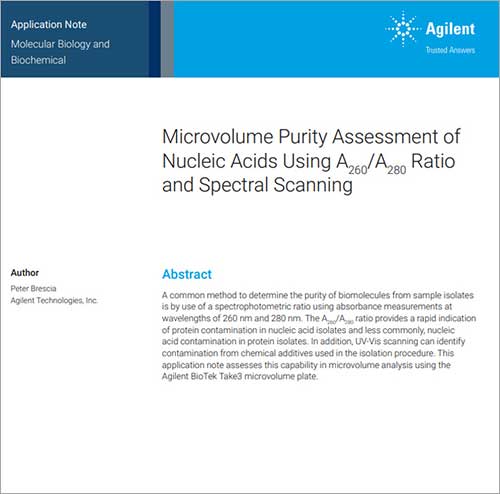 Microvolume Purity Assessment of Nucleic Acids Using A260/A280 Ratio and Spectral Scanning
