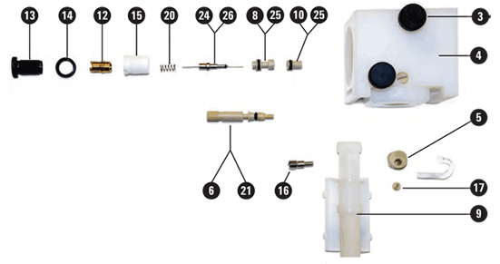 Nebulizer block from Mark 7 spray chamber