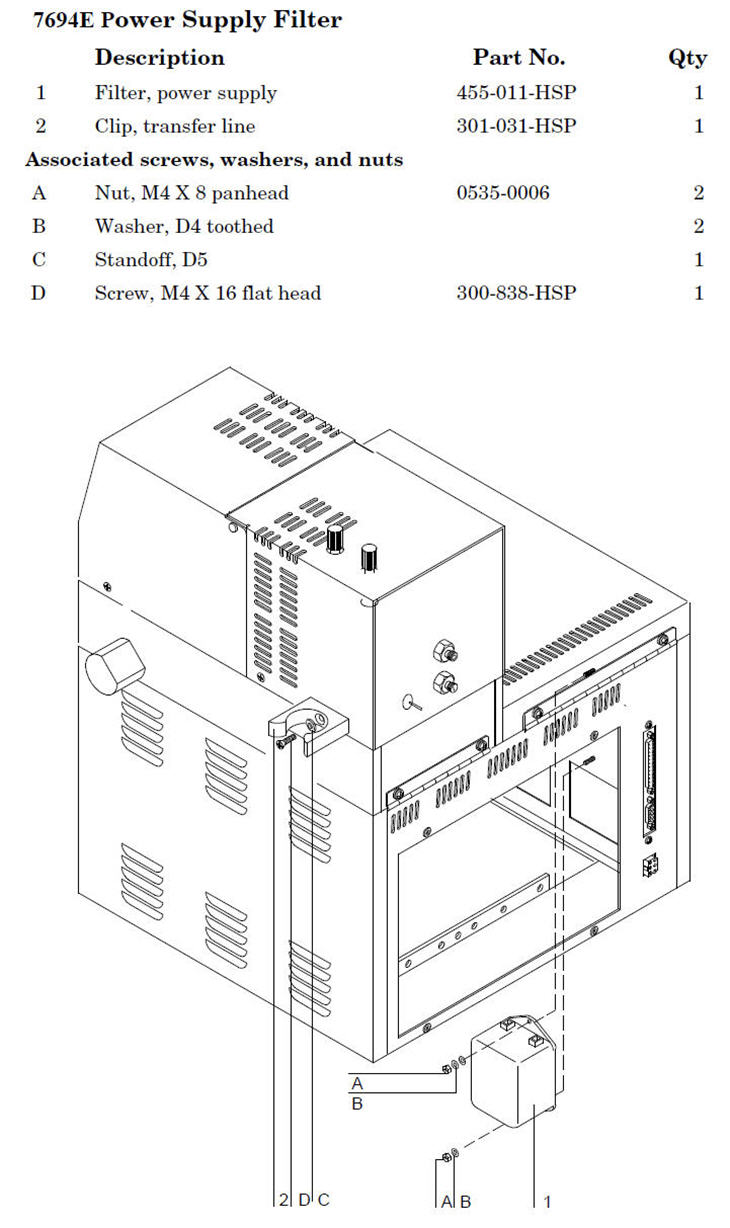 7694E Headspace Sampler - Power Supply Filter