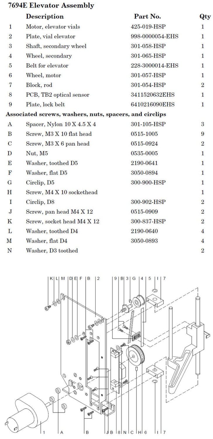 7694E Headspace Sampler - Elevator Assembly