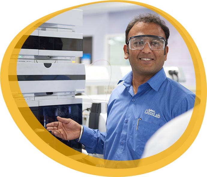 scientist working on an LC system