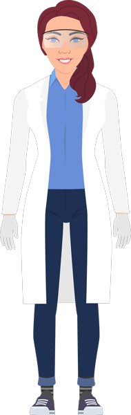 Illustration of a woman in a lab coat.