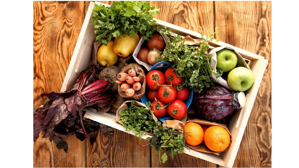 A box containing a variety of fruits and vegetables that can be analyzed using ICP-QQQ.