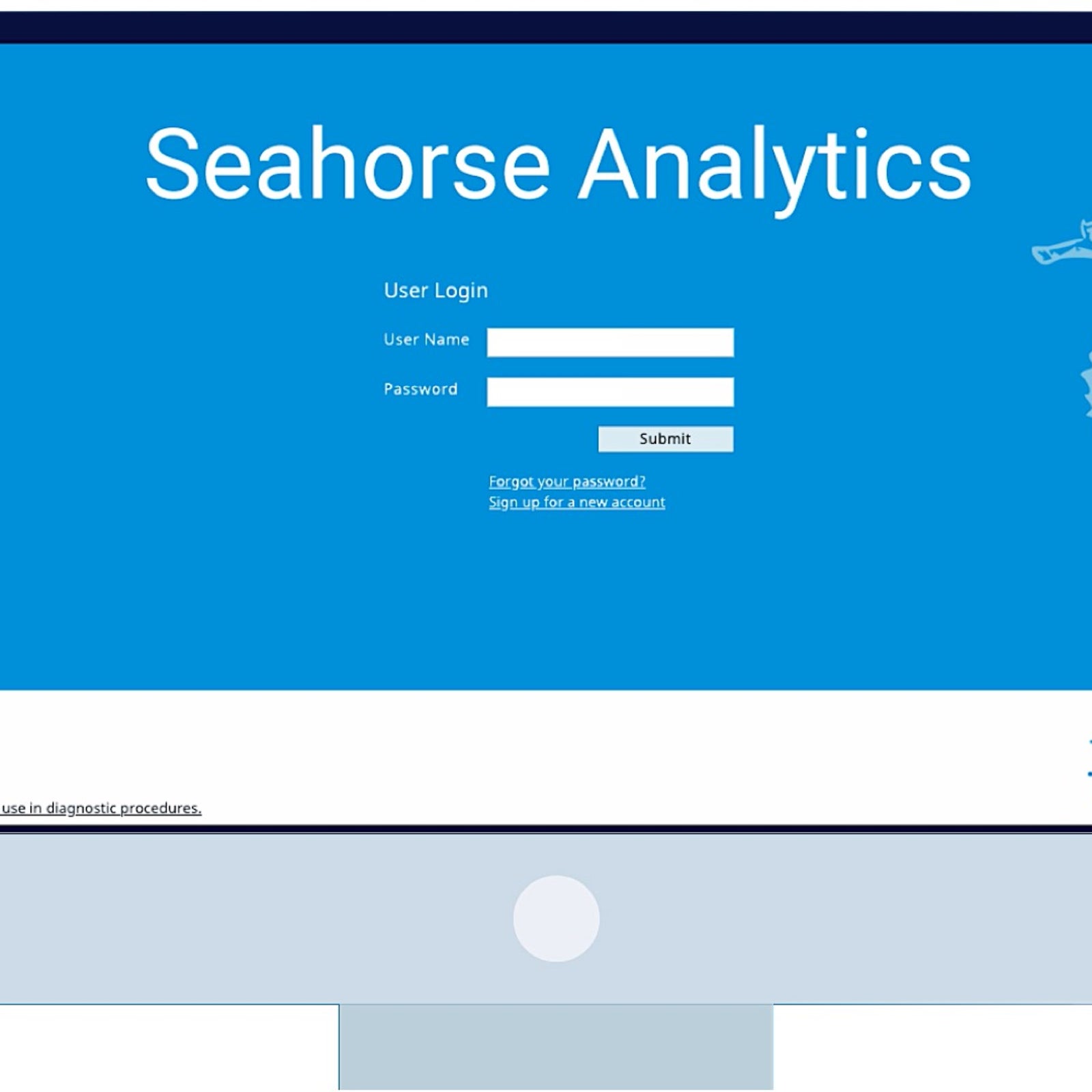 Agilent Seahorse Analytics log-in webpage